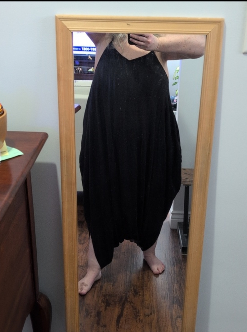Smash + Tess Boho Lagenlook Black Haren Drop Crotch Jumpsuit Romper SZ L - Picture 13 of 13